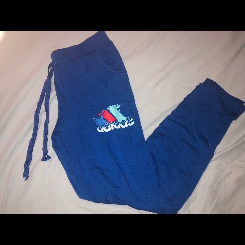 Royal blue adidas pants